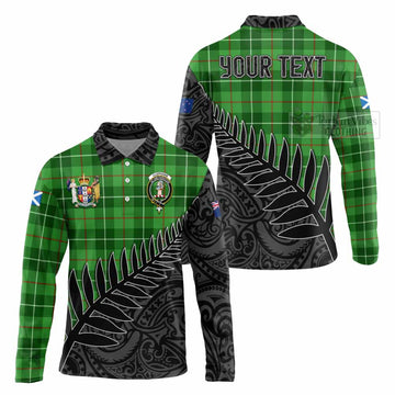 Clephane (Clephan) Crest Tartan Long Sleeve Polo Shirt with New Zealand Silver Fern Half Style Unisex - Tartan Vibes Clothing