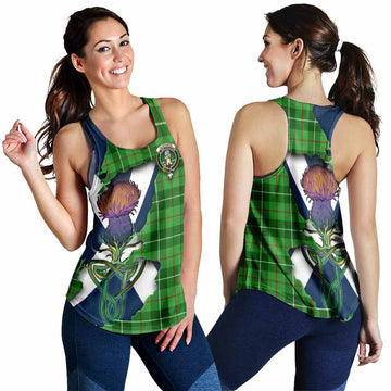 Tartan Vibes Clothing Clephane (Clephan) Tartan Family Crest Women's Racerback Tanks Scottish Thistle Celtic Inspired