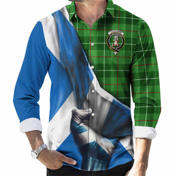 Clephane (Clephan) Tartan Long Sleeve Button Shirt with Family Crest Scotland Patriotic Style Men's Shirt S - Tartan Vibes Clothing