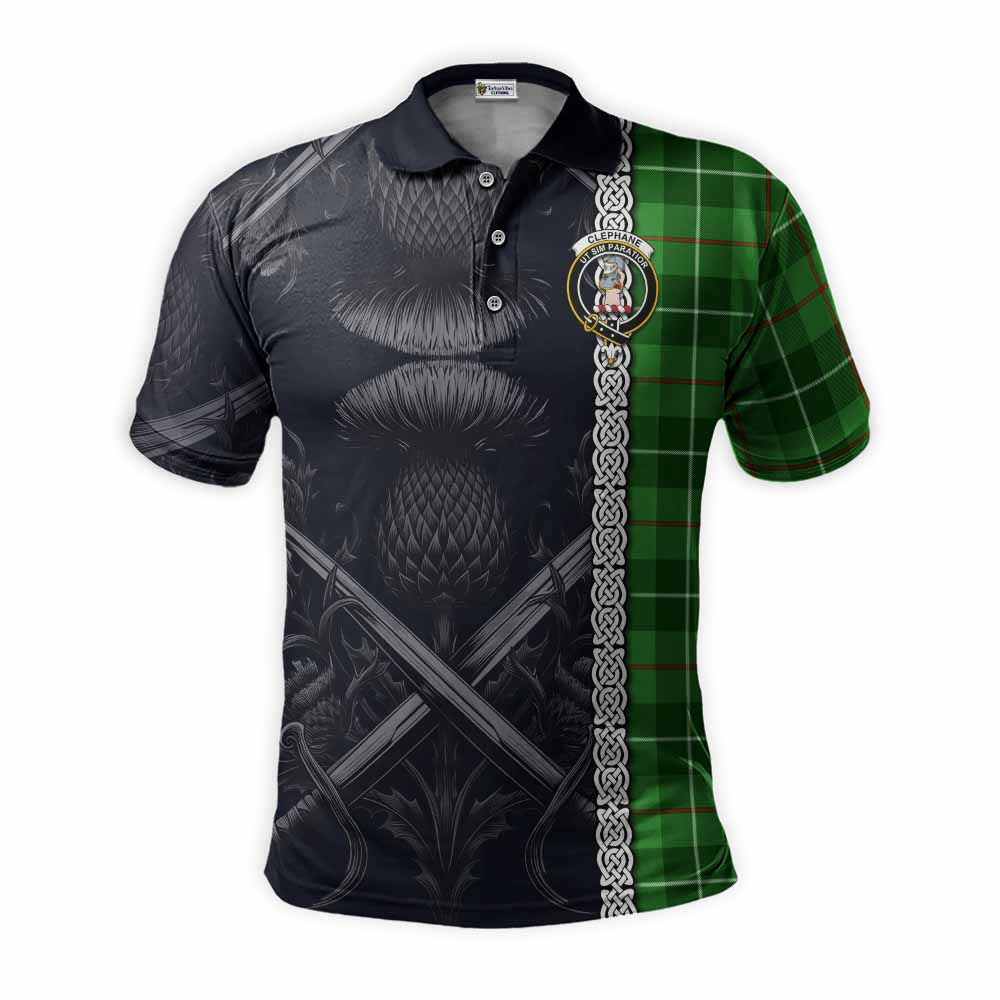 Clephane (Clephan) Tartan Polo Shirt with Family Crest Cross Sword Thistle Celtic Vibes Kid - Tartan Vibes Clothing