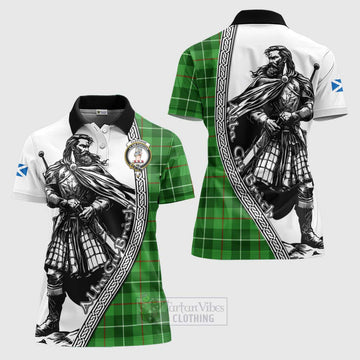 Clephane (Clephan) Tartan Clan Crest Women's Polo Shirt with Highlander Warrior Celtic Style Women - Tartan Vibes Clothing
