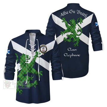 Clephane (Clephan) Tartan Lion Rampant Ghillie Kilt Shirt Proudly Display Your Heritage with Alba Gu Brath and Clan Name Men - Tartan Vibes Clothing