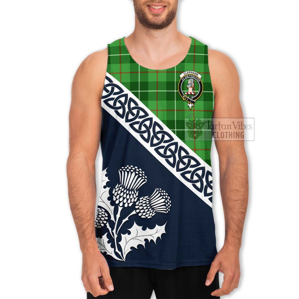 Clephane (Clephan) Tartan Men's Tank Top Featuring Thistle and Scotland Map Men - Tartan Vibes Clothing