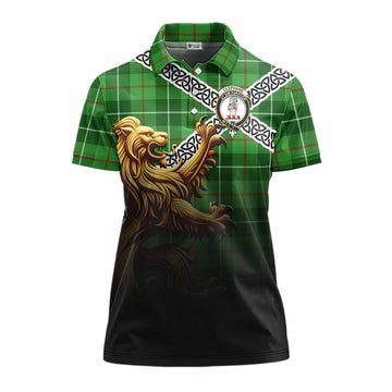 Clephane (Clephan) Crest Tartan Women's Polo Shirt with Golden Lion Emblem Celtic Style Women - Tartan Vibes Clothing