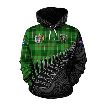Clephane (Clephan) Crest Tartan Cotton Hoodie with New Zealand Silver Fern Half Style Pullover Hoodie XS - Tartan Vibes Clothing