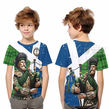 Clephane (Clephan) Tartan Kid T-Shirt with Family Crest Scottish Bagpiper Vibes Youth XL Size14 - Tartan Vibes Clothing