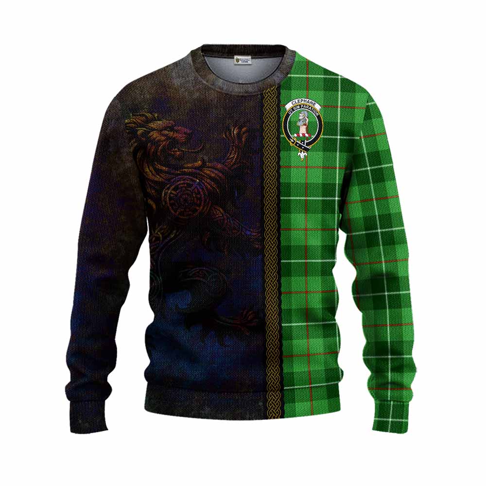 Clephane (Clephan) Tartan Family Crest Knitted Sweater Alba Gu Brath Be Brave Lion Ancient Style Unisex - Tartan Vibes Clothing