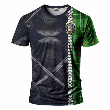 Tartan Vibes Clothing Clephane (Clephan) Tartan T-Shirt with Family Crest Cross Sword Thistle Celtic Vibes