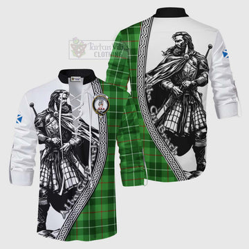 Clephane (Clephan) Tartan Clan Crest Ghillie Kilt Shirt with Highlander Warrior Celtic Style Men - Tartan Vibes Clothing