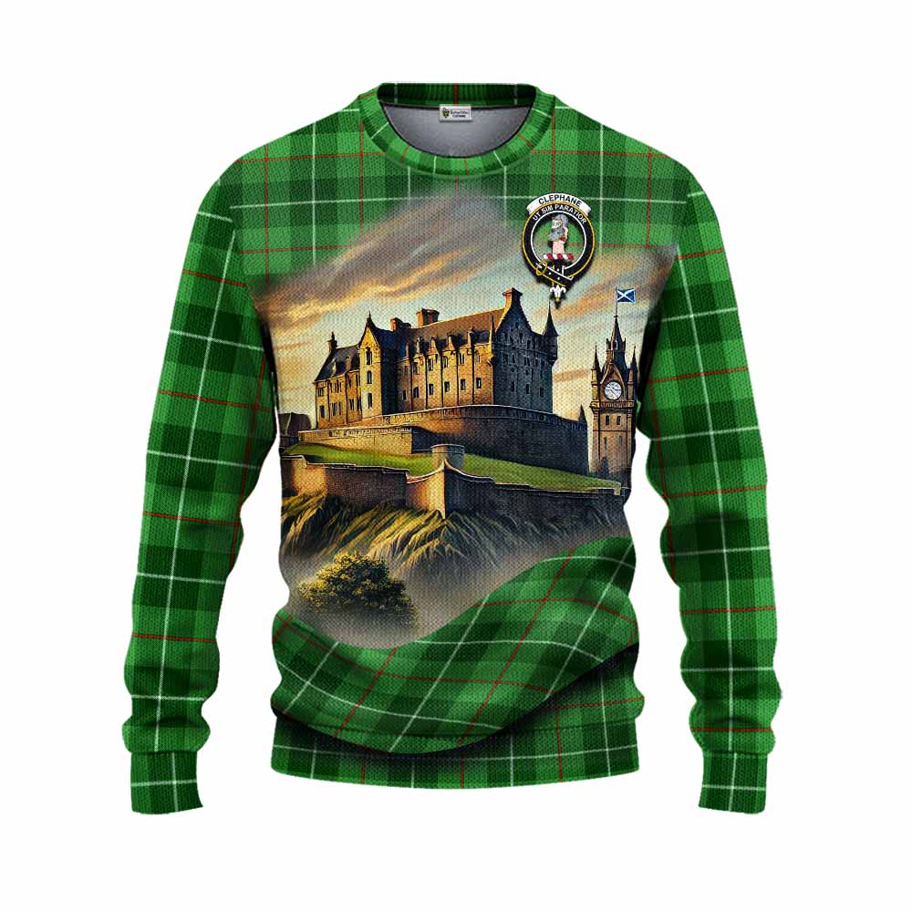 Clephane (Clephan) Tartan Family Crest Knitted Sweater with Scottish Ancient Castle Style Unisex - Tartan Vibes Clothing