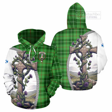 Clephane (Clephan) Tartan Hoodie with Family Crest and St. Andrew's Cross Accented by Thistle Vines Zip Hoodie - Tartan Vibes Clothing