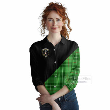 Tartan Vibes Clothing Clephane (Clephan) Tartan Women's Casual Shirt with Family Crest and Military Logo Style