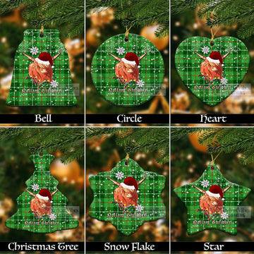 Clephane (Clephan) Tartan Christmas Ceramic Ornaments with Twinkle Highland Cattle Ceramic - Tartan Vibes Clothing