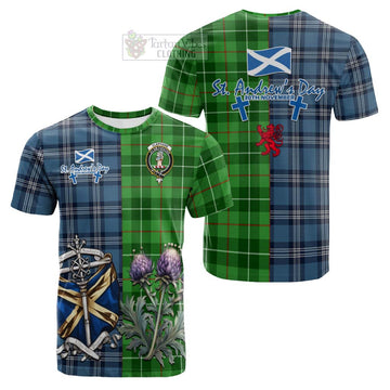 Tartan Vibes Clothing Clephane (Clephan) Tartan Cotton T-shirt Happy St. Andrew's Day Half Tartan Style