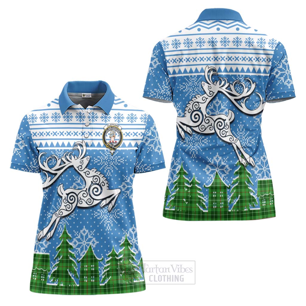 Clephane (Clephan) Clan Christmas Women's Polo Shirt Celtic Reindeer Style Women - Tartan Vibes Clothing