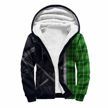 Tartan Vibes Clothing Clephane (Clephan) Tartan Sherpa Hoodie with Family Crest Cross Sword Thistle Celtic Vibes
