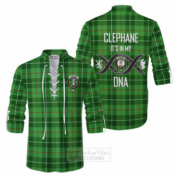 Clephane (Clephan) Tartan Ghillie Kilt Shirt with Family Crest DNA In Me Style Men - Tartan Vibes Clothing