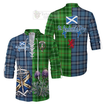 Clephane (Clephan) Tartan Ghillie Kilt Shirt Happy St. Andrew's Day Half Tartan Style Men - Tartan Vibes Clothing