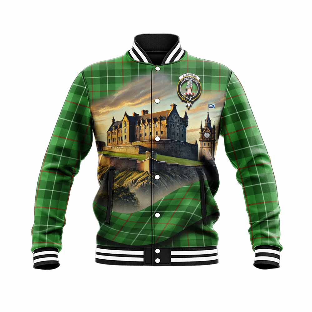Clephane (Clephan) Tartan Family Crest Baseball Jacket with Scottish Ancient Castle Style Unisex - Tartan Vibes Clothing
