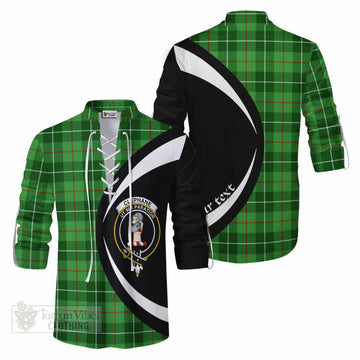 Clephane (Clephan) Tartan Ghillie Kilt Shirt with Family Crest Circle Style Men - Tartan Vibes Clothing