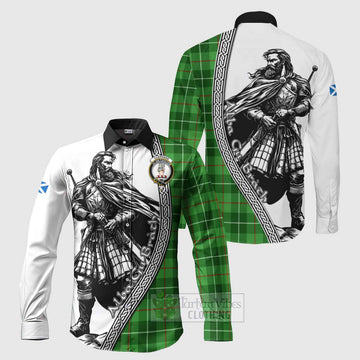 Clephane (Clephan) Tartan Clan Crest Long Sleeve Button Shirt with Highlander Warrior Celtic Style Men's Shirt S - Tartan Vibes Clothing