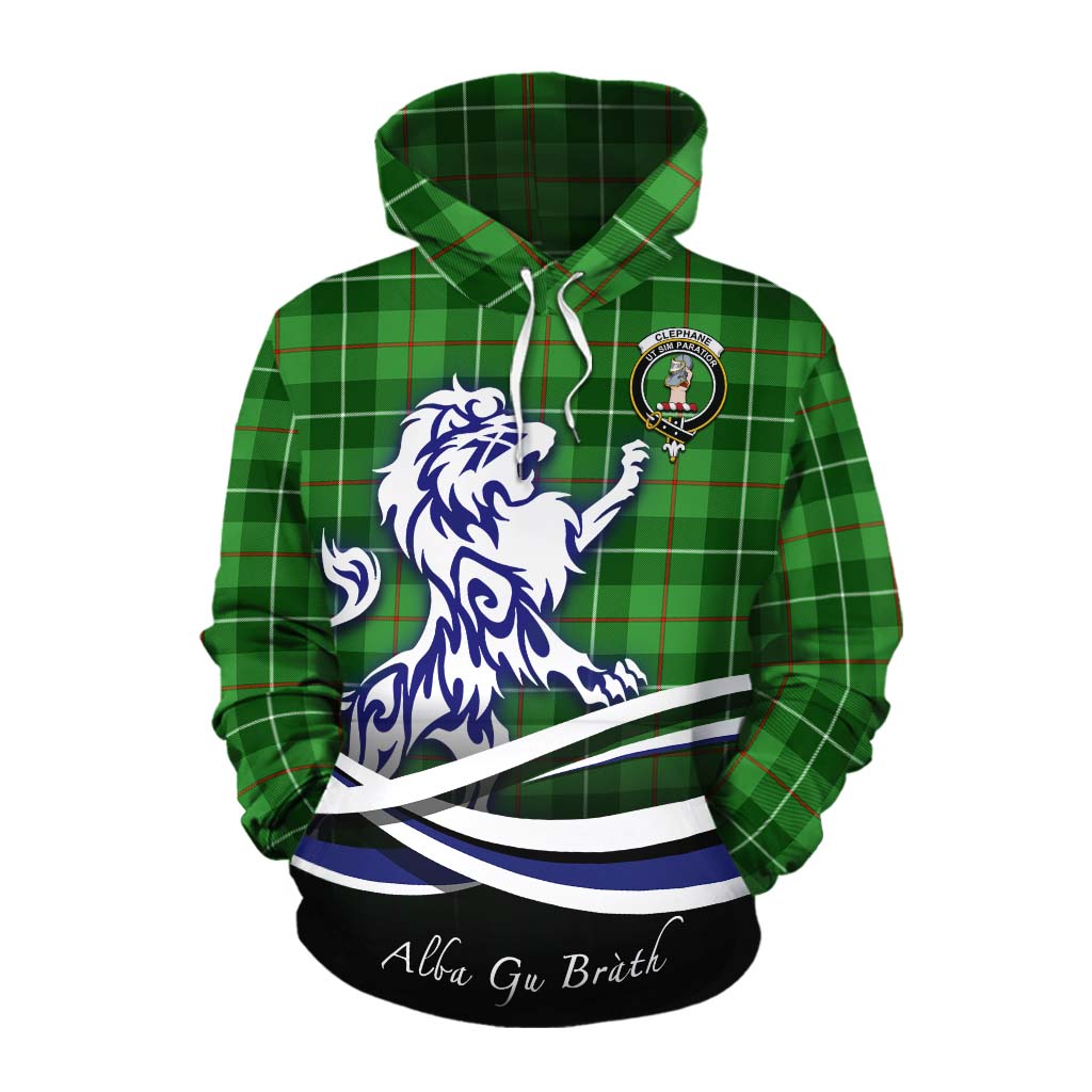 Clephane (Clephan) Tartan Cotton Hoodie with Alba Gu Brath Regal Lion Emblem Pullover Hoodie XS - Tartan Vibes Clothing