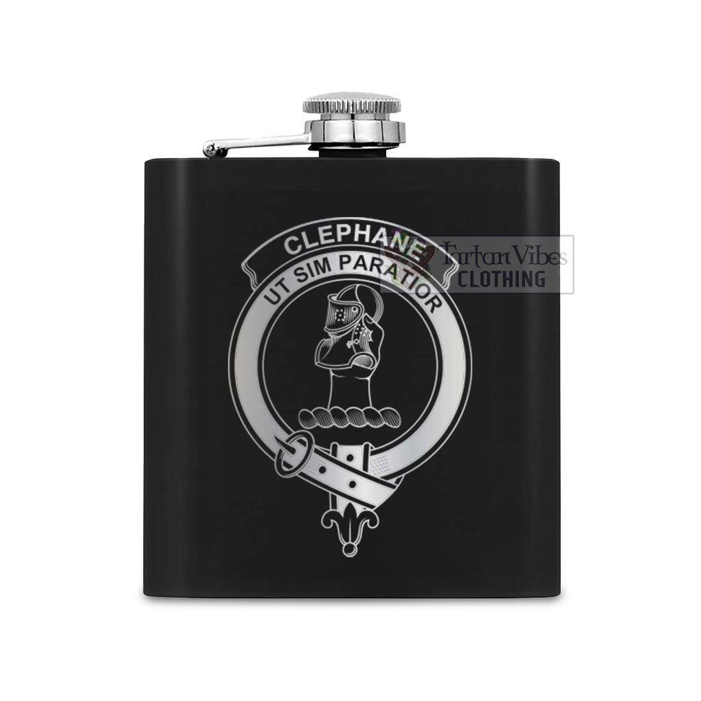 Clephane (Clephan) Crest Hip Flask Set 7oz Black Stainless Steel with A Gift Box One Size 7oz - 2D-tartanvibesclothing