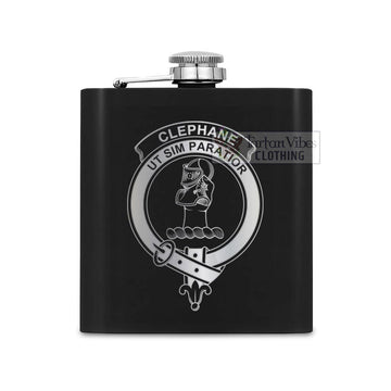 Clephane (Clephan) Crest Hip Flask Set 7oz Black Stainless Steel with A Gift Box One Size 7oz - 2D-tartanvibesclothing