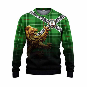 Clephane (Clephan) Crest Tartan Knitted Sweater with Golden Lion Emblem Celtic Style Unisex - Tartan Vibes Clothing