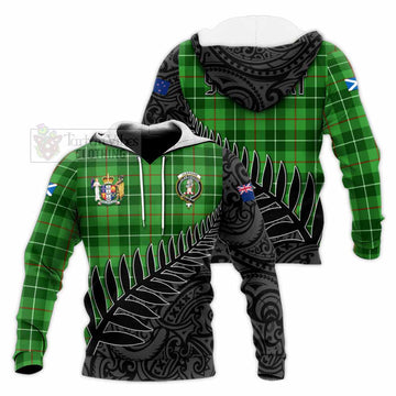 Clephane (Clephan) Crest Tartan Knitted Hoodie with New Zealand Silver Fern Half Style Unisex Knitted Pullover Hoodie - Tartan Vibes Clothing