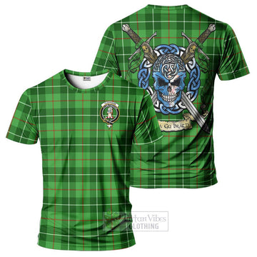 Tartan Vibes Clothing Clephane (Clephan) Tartan T-Shirt with Family Crest Celtic Skull Style