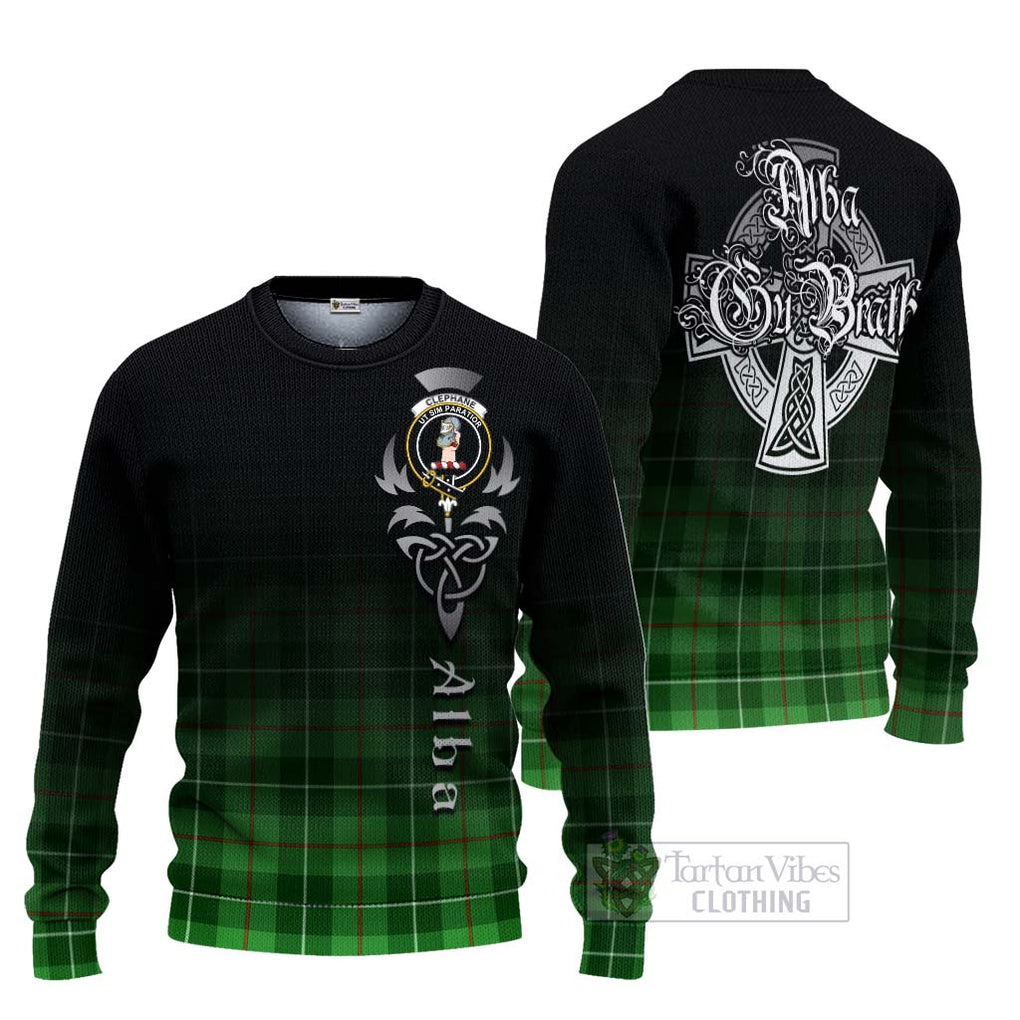 Tartan Vibes Clothing Clephane (Clephan) Tartan Knitted Sweater Featuring Alba Gu Brath Family Crest Celtic Inspired