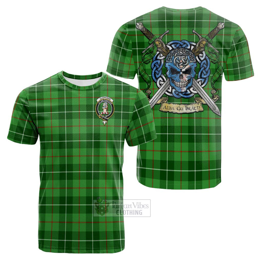 Clephane (Clephan) Tartan Cotton T-shirt with Family Crest Celtic Skull Style Kid's Shirt - Tartan Vibes Clothing