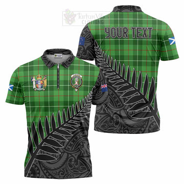 Clephane (Clephan) Crest Tartan Zipper Polo Shirt with New Zealand Silver Fern Half Style Unisex - Tartan Vibes Clothing