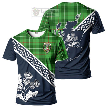 Clephane (Clephan) Tartan T-Shirt Featuring Thistle and Scotland Map