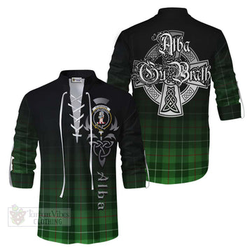 Clephane (Clephan) Tartan Ghillie Kilt Shirt Featuring Alba Gu Brath Family Crest Celtic Inspired Men - Tartan Vibes Clothing