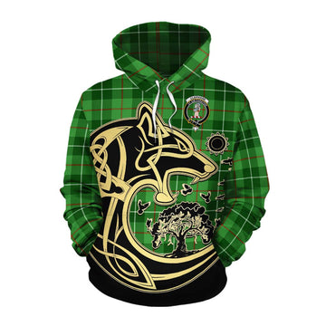 Clephane (Clephan) Tartan Cotton Hoodie with Family Crest Celtic Wolf Style Pullover Hoodie XS - Tartan Vibes Clothing