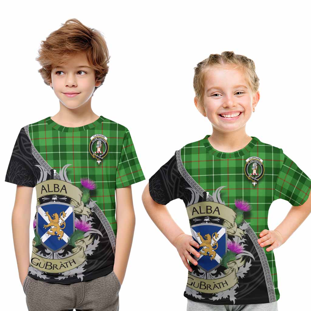 Clephane (Clephan) Tartan Family Crest Kid T-Shirt Lion Rampant Royal Thistle Shield Celtic Inspired Youth XL Size14 - Tartan Vibes Clothing