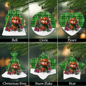 Clephane (Clephan) Tartan Christmas Ceramic Ornament with Adorable Highland Coo Ceramic - Tartan Vibes Clothing