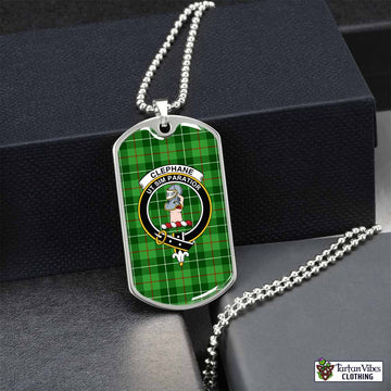 Clephane (Clephan) Tartan Dog Tag Necklace with Family Crest Silver No - Tartan Vibes Clothing