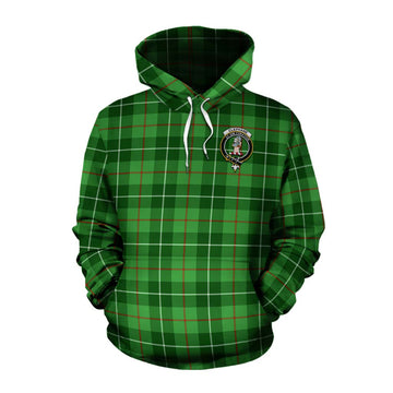 Clephane (Clephan) Tartan Cotton Hoodie with Family Crest and Bearded Skull Holding Bottles of Whiskey Pullover Hoodie XS - Tartan Vibes Clothing