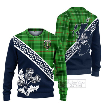Tartan Vibes Clothing Clephane (Clephan) Tartan Knitted Sweater Featuring Thistle and Scotland Map