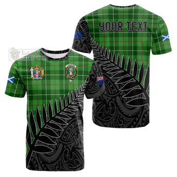 Tartan Vibes Clothing Clephane (Clephan) Crest Tartan Cotton T-shirt with New Zealand Silver Fern Half Style