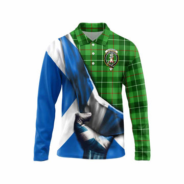 Clephane (Clephan) Tartan Long Sleeve Polo Shirt with Family Crest Scotland Patriotic Style Unisex - Tartan Vibes Clothing