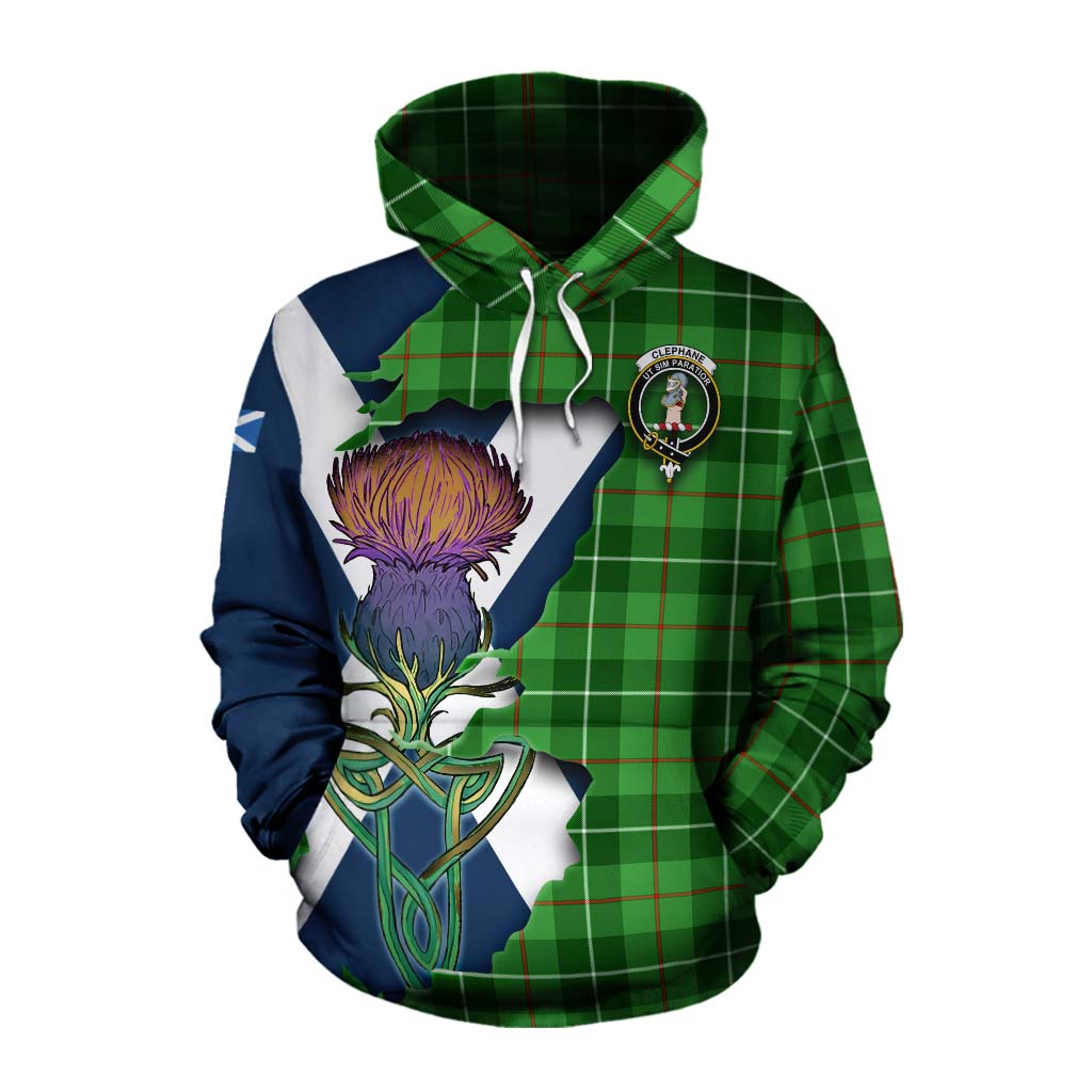 Clephane (Clephan) Tartan Family Crest Cotton Hoodie Scottish Thistle Celtic Inspired Pullover Hoodie XS - Tartan Vibes Clothing