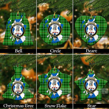 Clephane (Clephan) Tartan Christmas Ceramic Ornaments with Family Crest and Scotland Map Ceramic - Tartan Vibes Clothing
