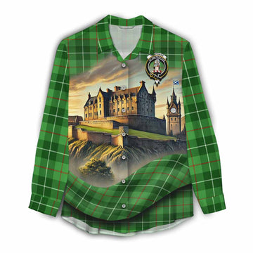 Clephane (Clephan) Tartan Family Crest Women's Casual Shirt with Scottish Ancient Castle Style Female - Tartan Vibes Clothing