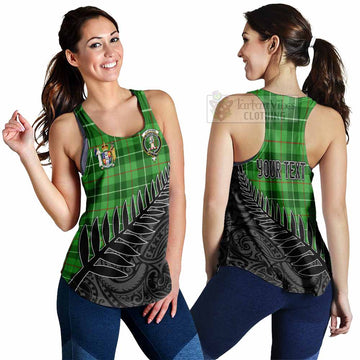 Clephane (Clephan) Crest Tartan Women's Racerback Tanks with New Zealand Silver Fern Half Style 4XL - Tartan Vibes Clothing