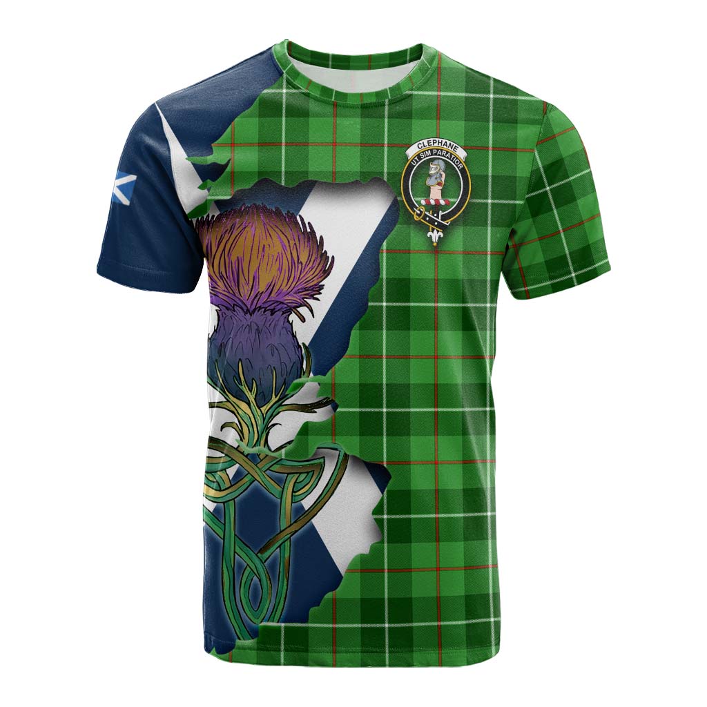 Tartan Vibes Clothing Clephane (Clephan) Tartan Family Crest Cotton T-shirt Scottish Thistle Celtic Inspired