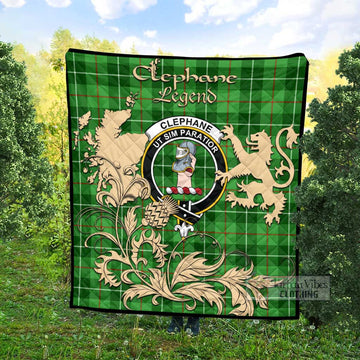 Tartan Vibes Clothing Clephane (Clephan) Tartan Quilt with Family Crest and Scottish Symbol Style